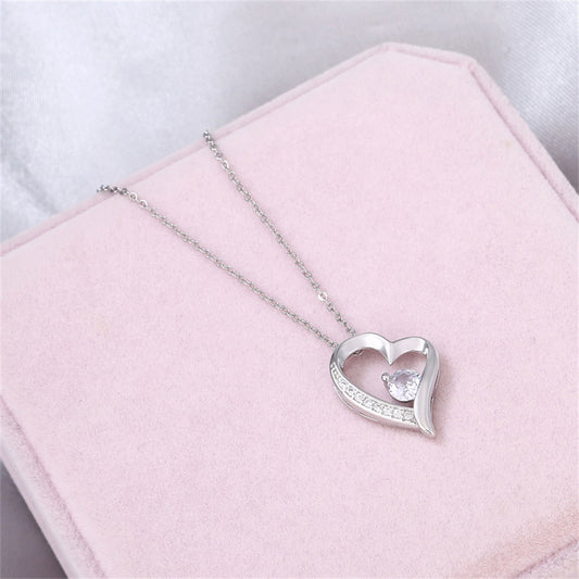 Zircon Love Necklace Ornament Women's Valentine's Day Preserved Fresh Flower Artificial Flower Gift Box Jewelry Box